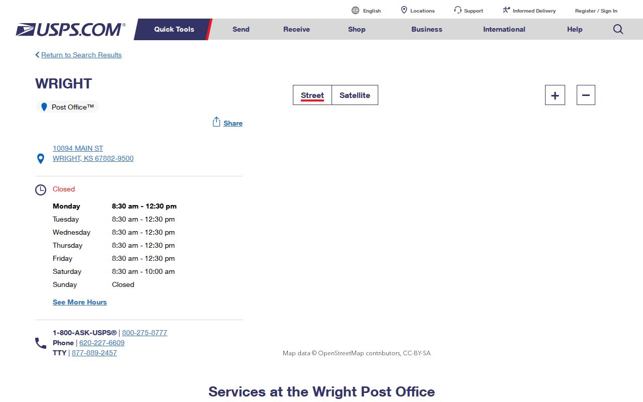 Dodge City ZIP code directory nearby Wright post office record
